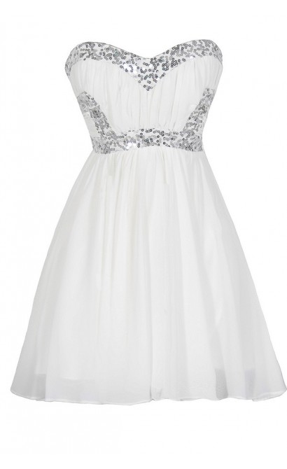 White Lightning Sequin and Chiffon Dress